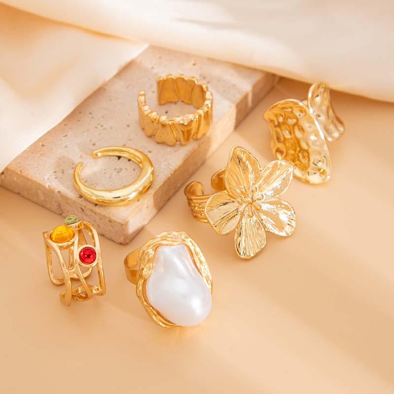6pcs/Set Vintage Metal Flower  - Vintage Punk Knuckle Rings Set review and price