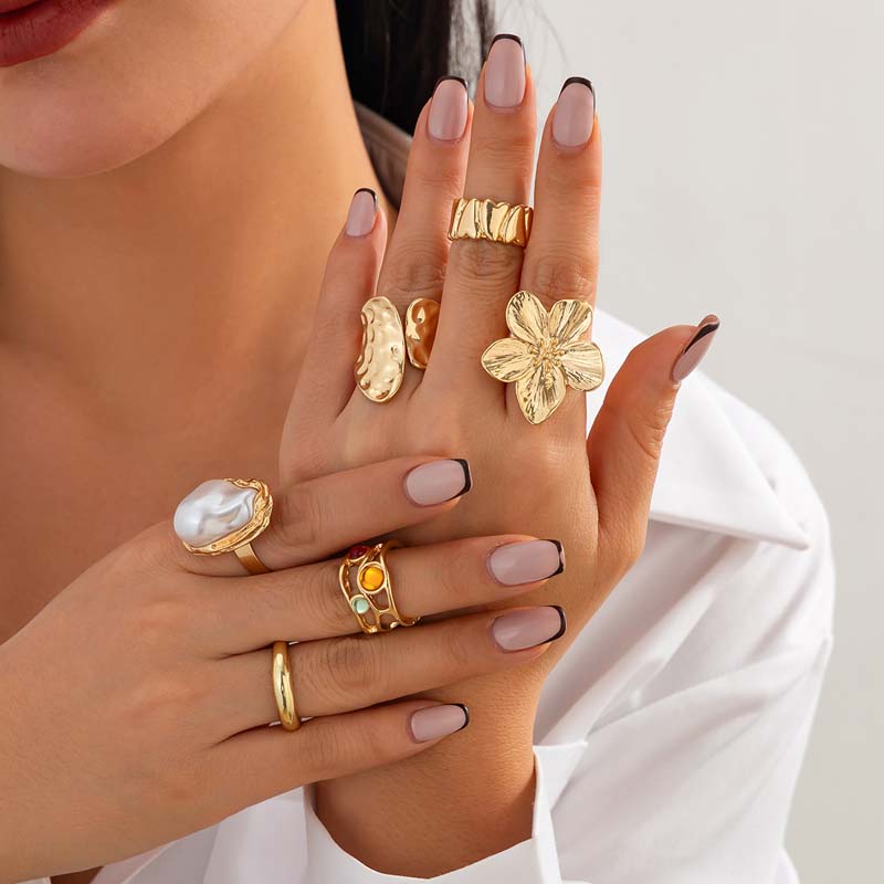 6pcs/Set Vintage Metal Flower  - Vintage Punk Knuckle Rings Set review and price