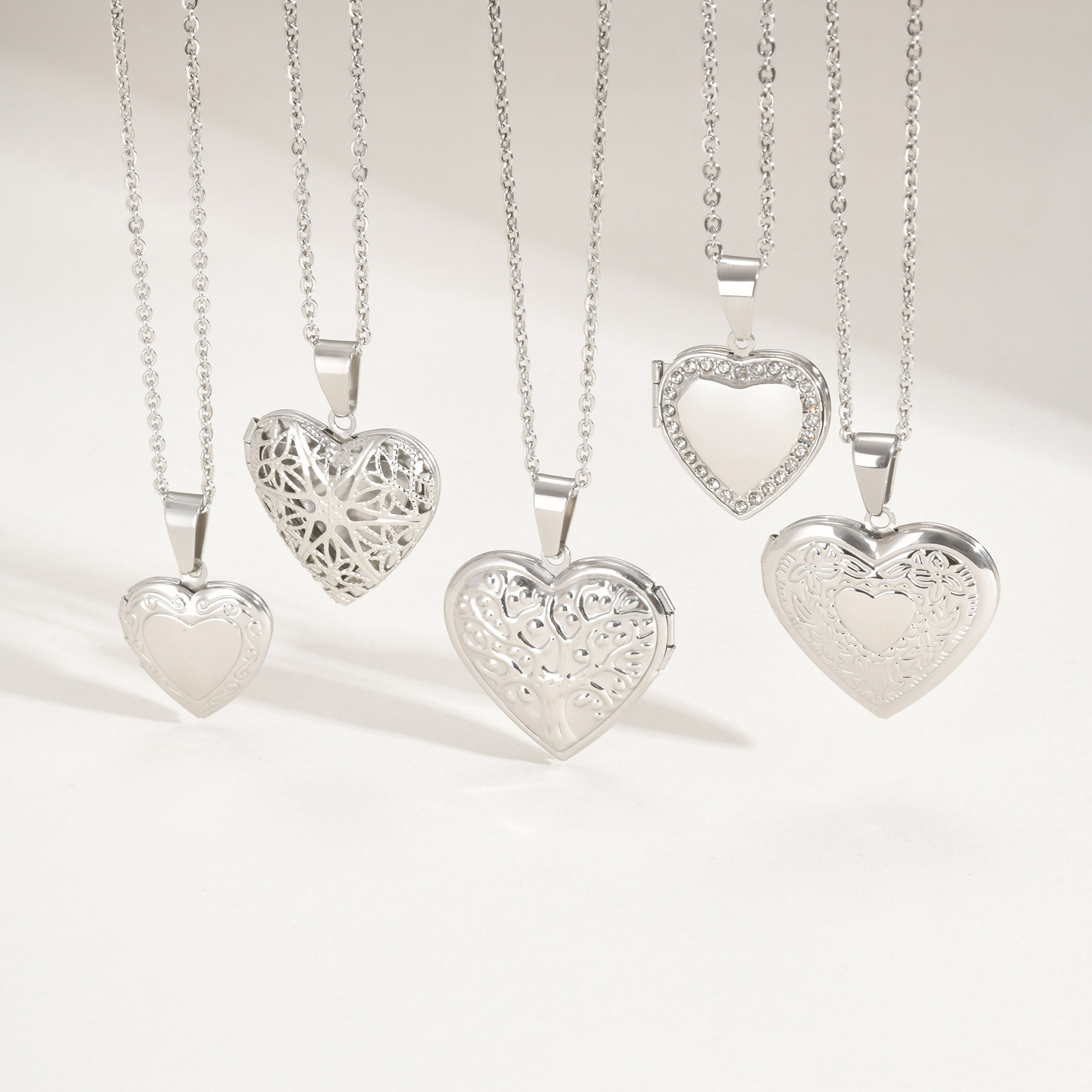 Vnox Never Fade Silver Color S - Heart Locket Necklace Photo review and price