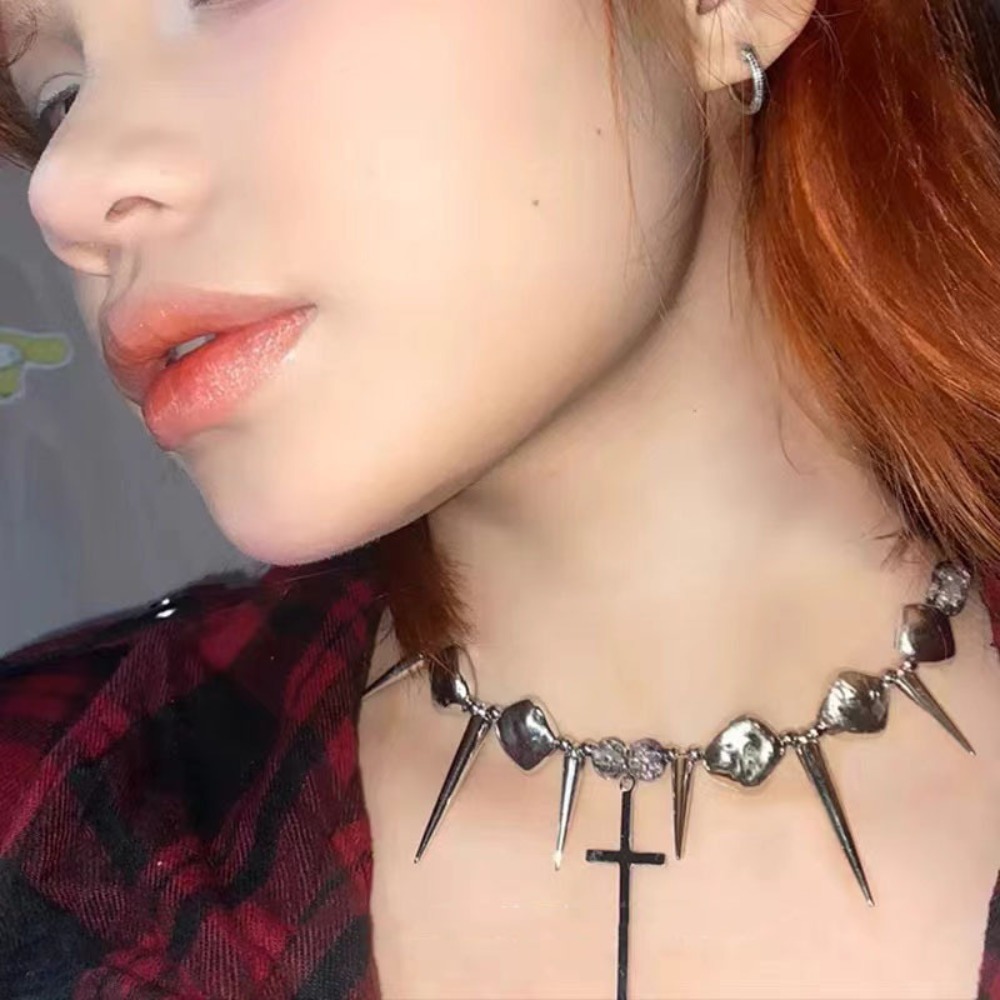 Y2k Subculture Spike Cross Riv - Goth Punk Spike Choker review and price