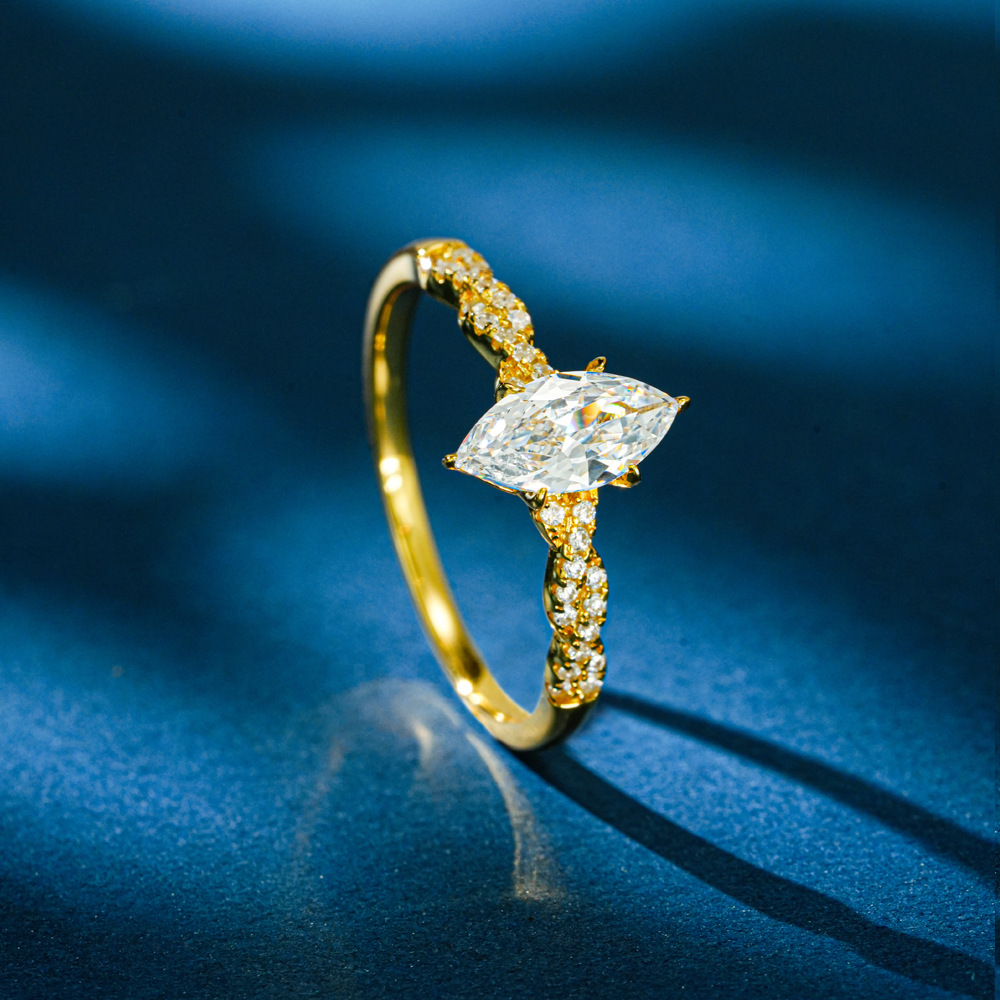 Lumira 100% 18K Gold Marquise  - Moissanite Engagement Ring 1 Carat review and price