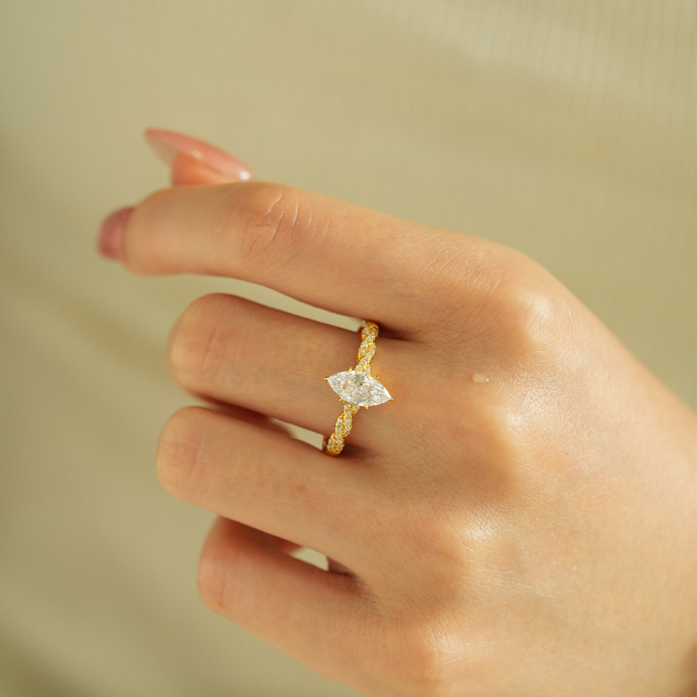 Lumira 100% 18K Gold Marquise  - Moissanite Engagement Ring 1 Carat review and price