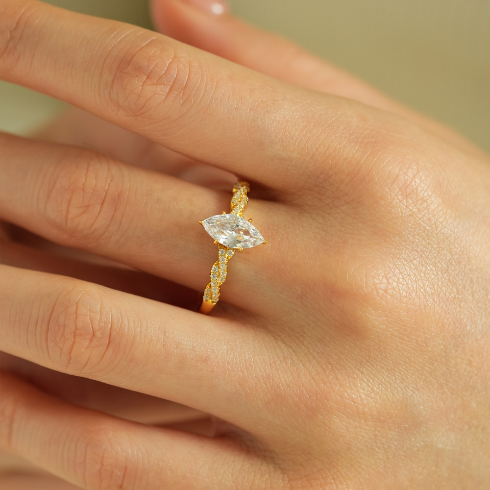 Lumira 100% 18K Gold Marquise  - Moissanite Engagement Ring 1 Carat review and price
