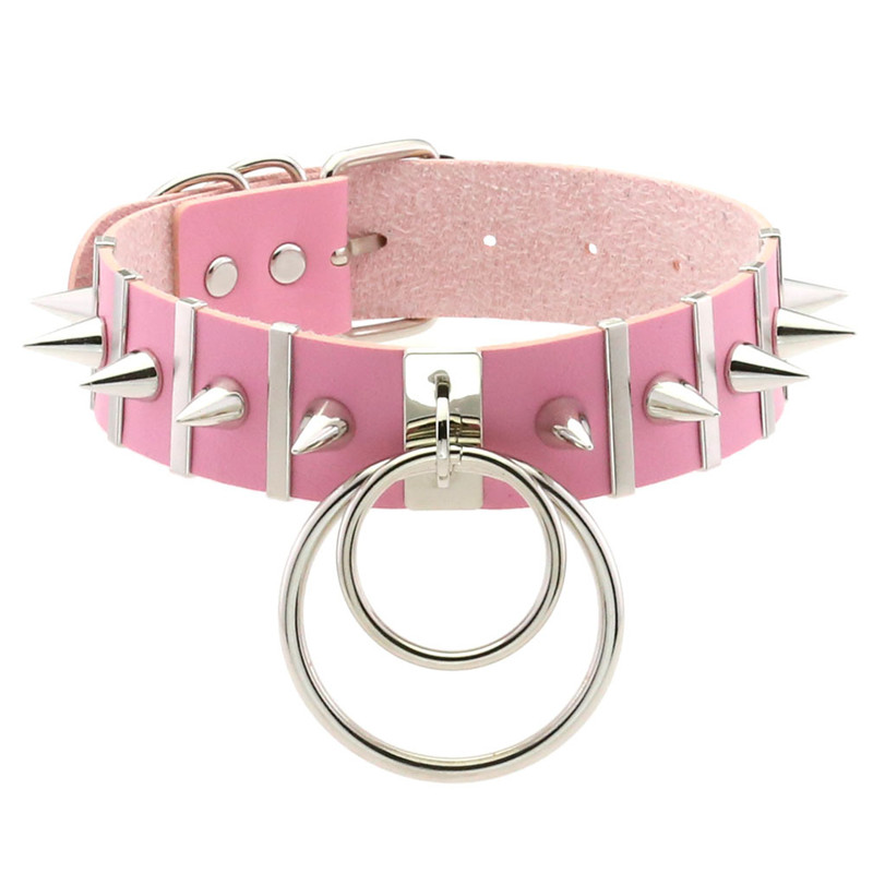 Pink Bondage Spike Choker Neck - Goth Punk Spike Choker review and price