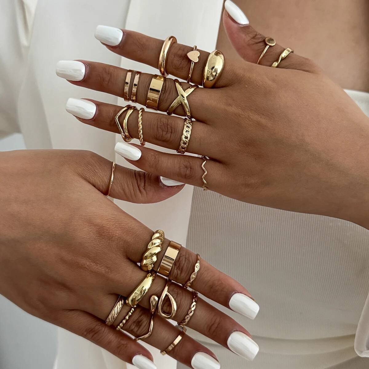 SHIXIN 24Pcs/Set Trendy Irregu - Vintage Punk Knuckle Rings Set review and price