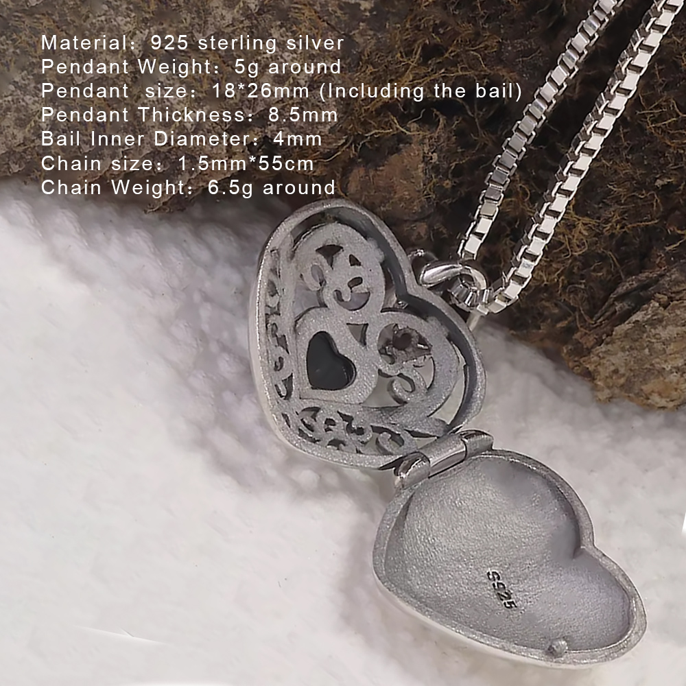 925 Sterling Silver Openable L - Heart Locket Necklace Photo review and price